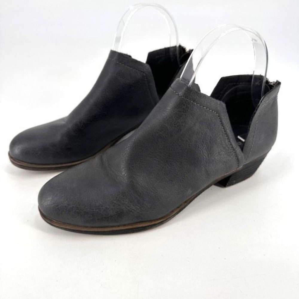 London Fog Collection faux leather split side boots booties size 7.5 charcoal